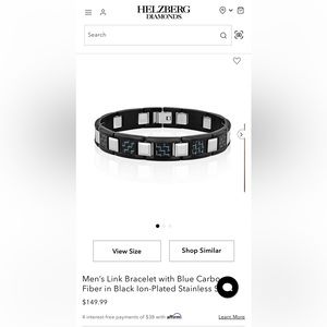 *Used* Men’s Link Bracelet w/ Blue Carbon Fiber in Black Stainless Steel